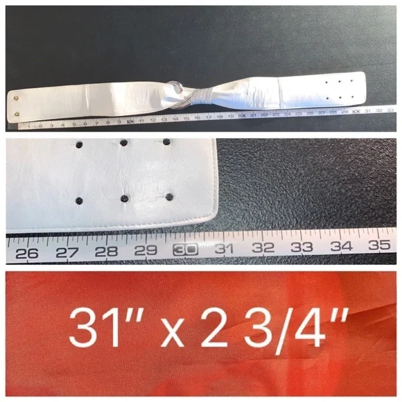 Magid White leather cummerbund style belt. - Picture 9 of 9